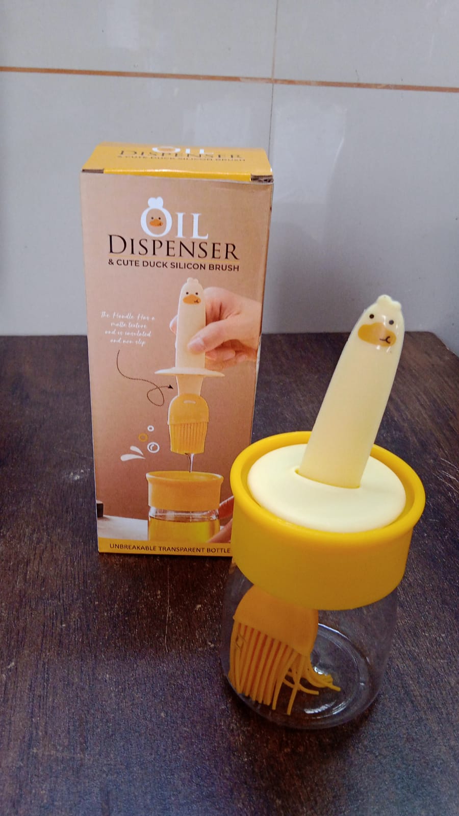 2 In 1 Oil Dispenser Bottle With Silicone Basting Brush (1 Set) Wukusy