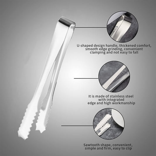 Stainless Steel Tong For Lifting Ice Cubes Sugar Cubes  Serving Tongs (13 Cm  1 Pc) Wukusy