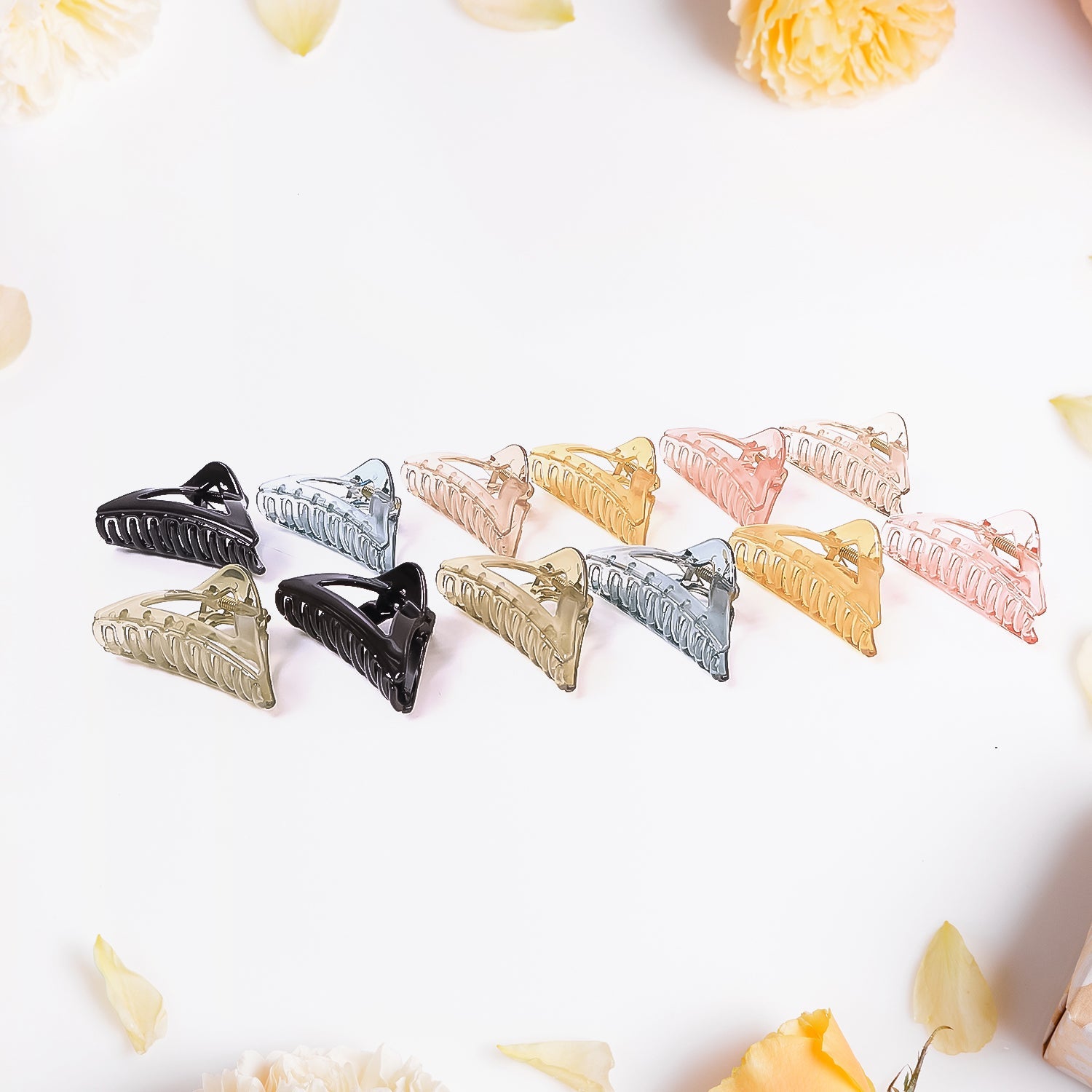 Triangle Shape Mix Color Plastic Hair Claw Clip  1 Pc Durable Grip For Women And Girls Wukusy