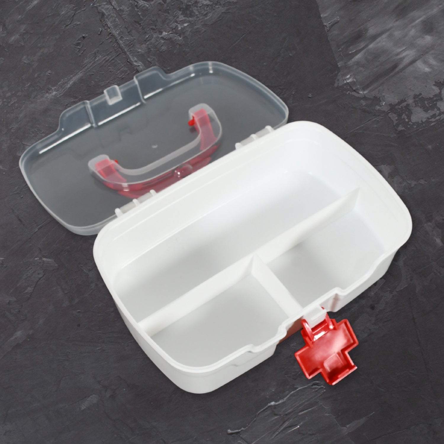 12734 Medical Box 1 Piece Indoor Outdoor Medical Utility Medicine Storage Box Detachable Tray Medical Box Multi Purpose Regular Medicine First Aid Box With Handle  Transparent Lid Wukusy
