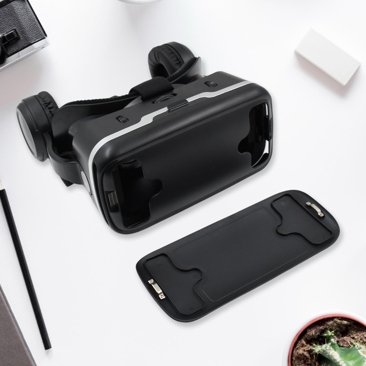 12836 3d Hd Vr Glasses Virtual Reality Goggles Headset For Ios For Android Smartphonevr Goggles-for 3d Vr Movies Video Games With Headphones (1 Pc) Wukusy
