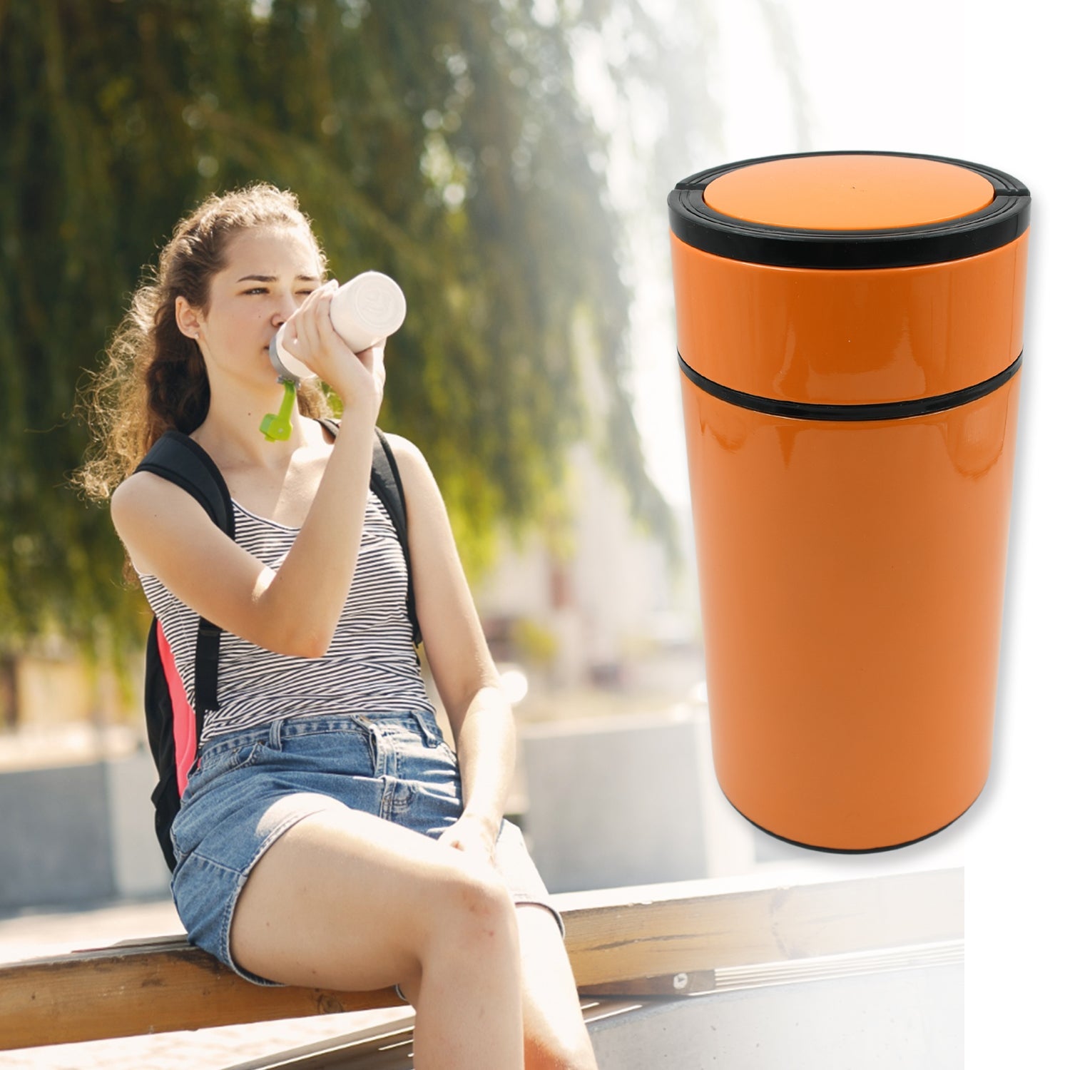 12771 Stainless Steel Water Bottle With Foldable Spoon  Handle Easy To Carry Leak Proof Rust Proof Hot  Cold Drinks Gym Sipper Bpa Free Food Grade Quality Steel Fridge Bottle For Office  Gym  School (1000 Ml) Wukusy