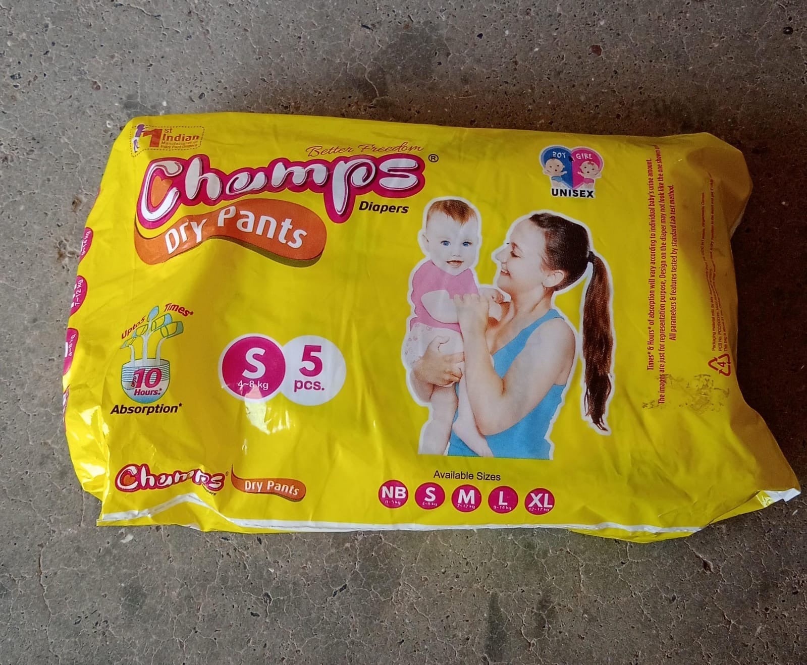 0968 Small  Champs Dry Pants Style Diaper- Small Best For Travel  Absorption Champs Baby Diapers Champs Soft And Dry Baby Diaper Pants (S5 Pcs ) Wukusy