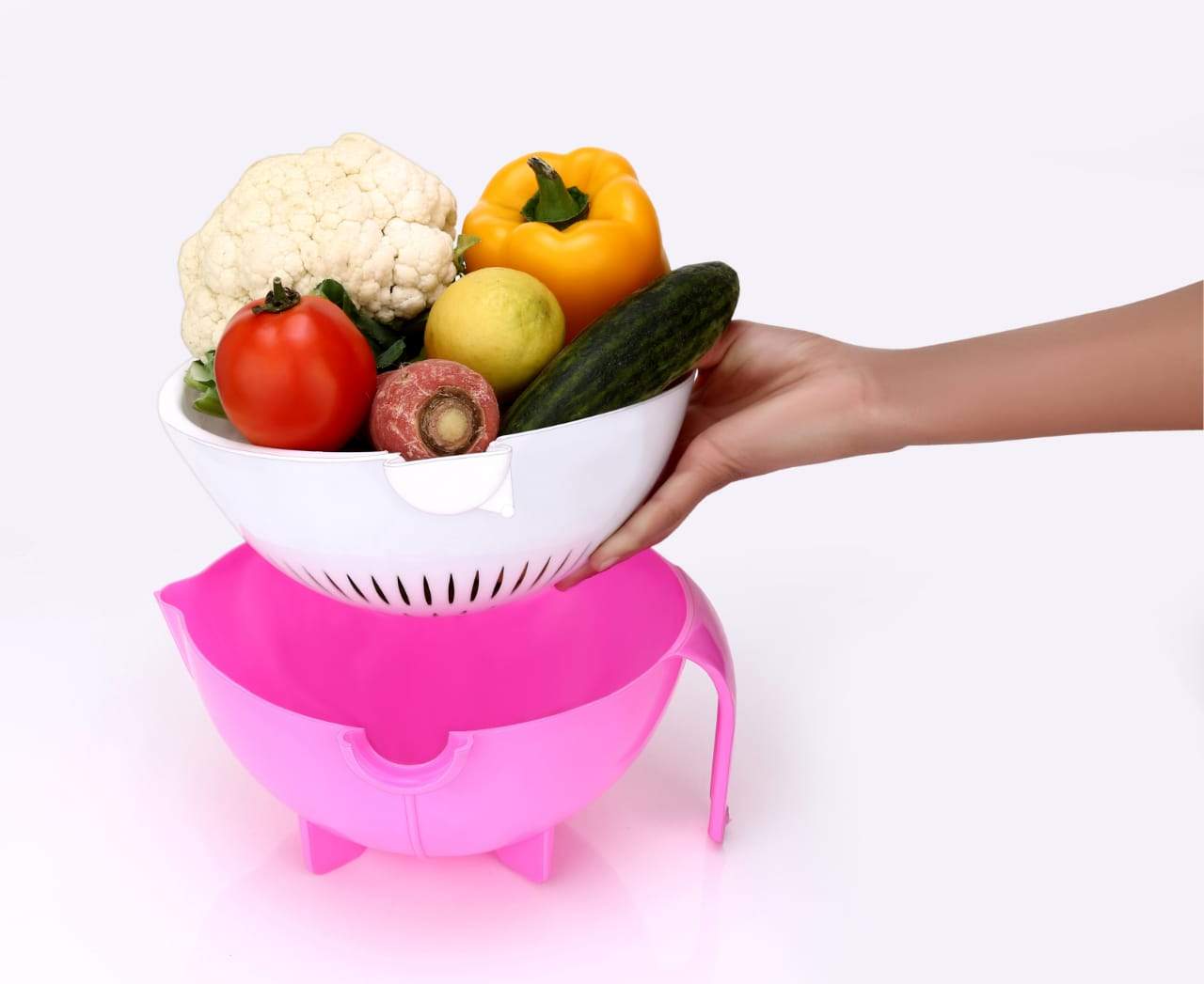 2214 Multifunctional Vegetable Fruits Cutter Shredder With Rotating Drain Basket Wukusy