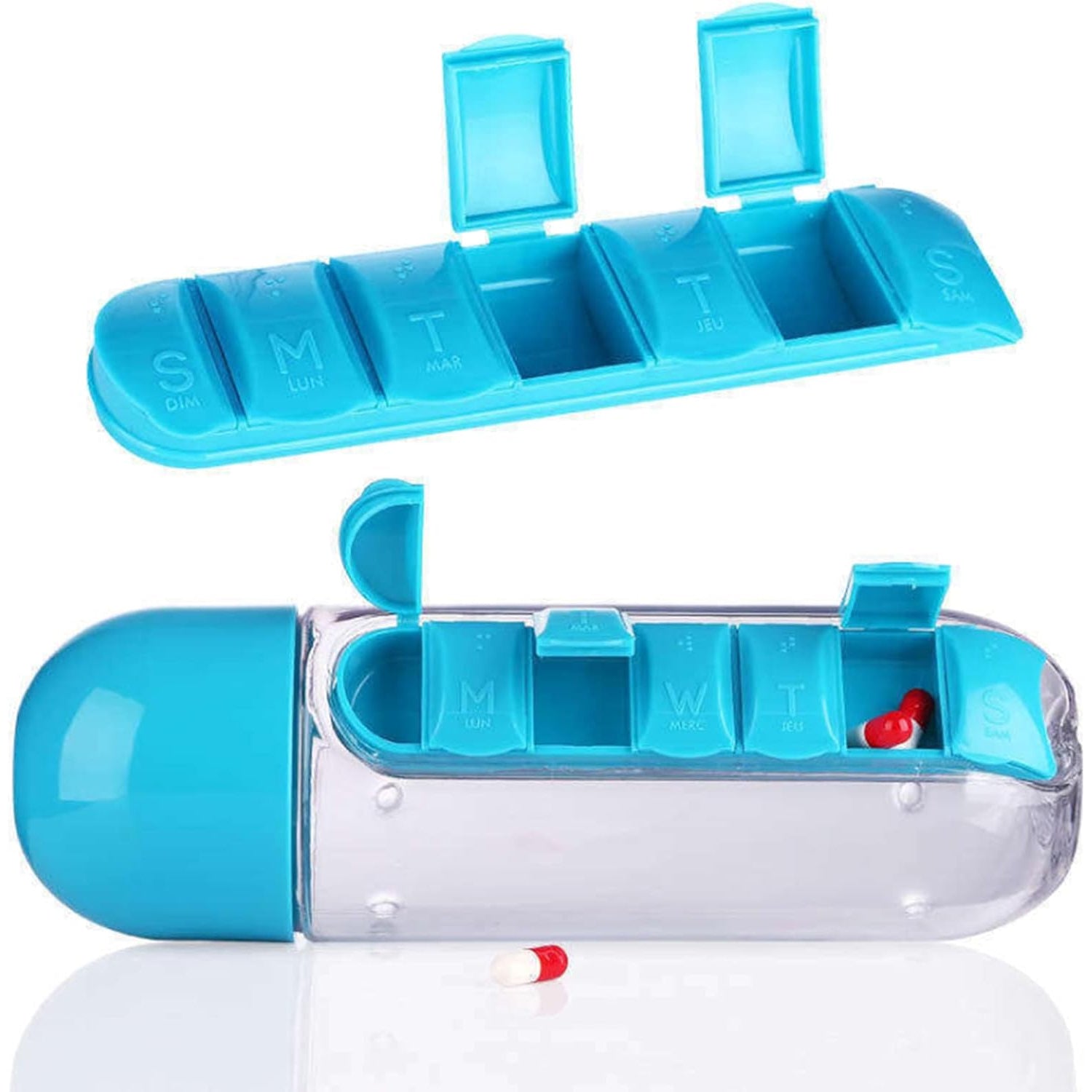 12911 Pill  Vitamin Bottle Water Bottle Multi Functional Use For Traveling  Outdoor Use Water Bottle Travelling Kit Summer Special Bottle (600 Ml   Mix Color ) Wukusy