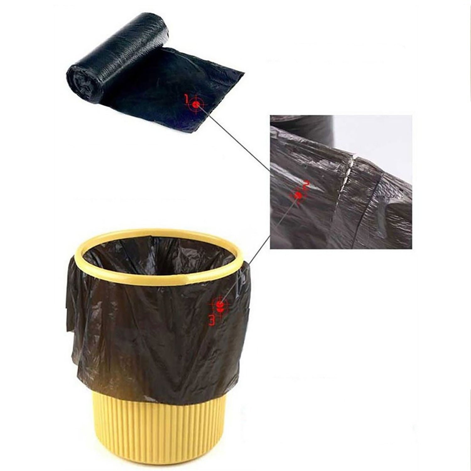 15729 Black Garbage Bags  Dustbin Bags  Trash Bags 45x50cm (1pc) Wukusy