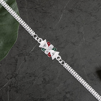 Twin Kalash Design Silver-toned Rakhi Wukusy