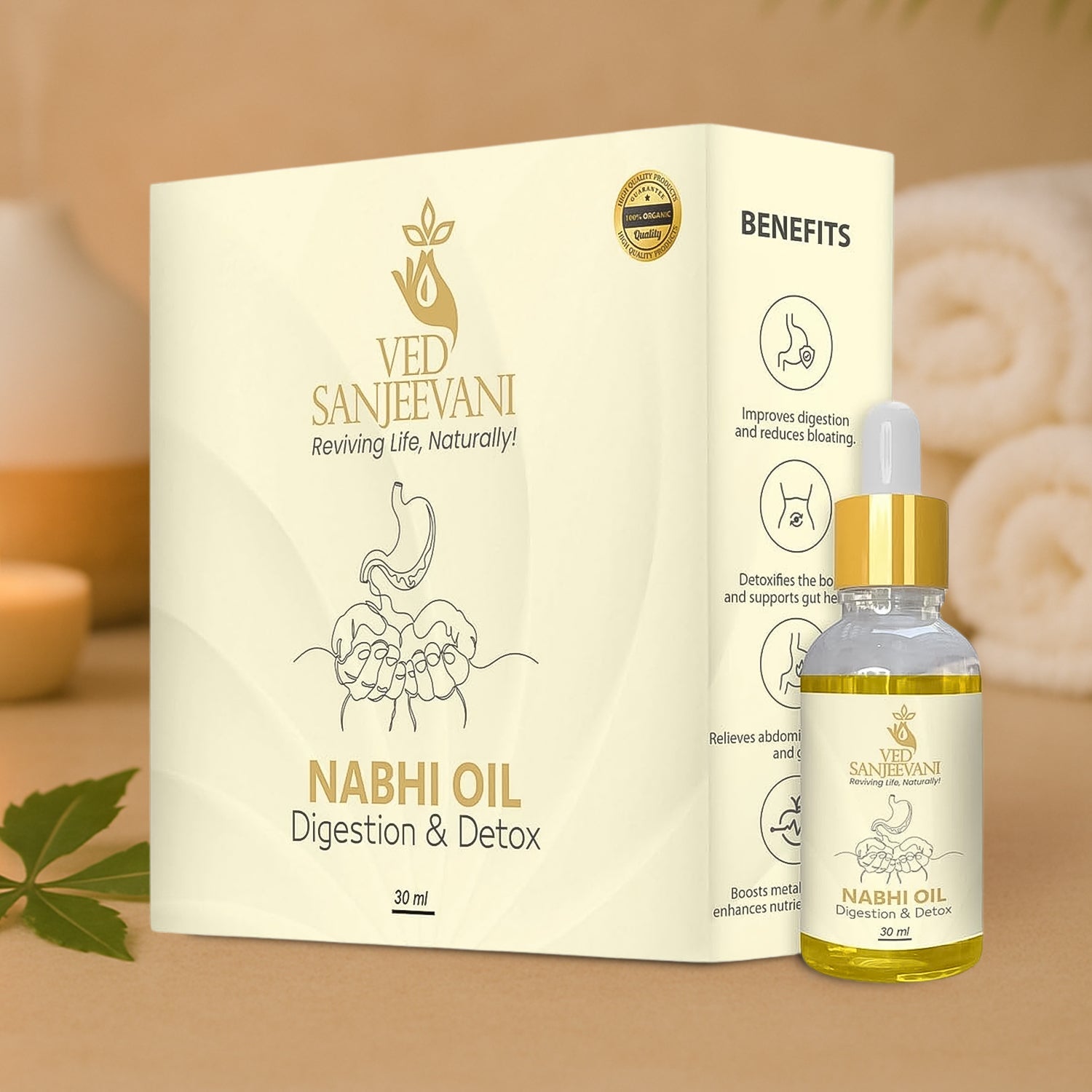Ved Sanjeevani 30ml Ayurvedic Nabhi Oil For Digestion  Detox (30ml  1 Pc) Wukusy
