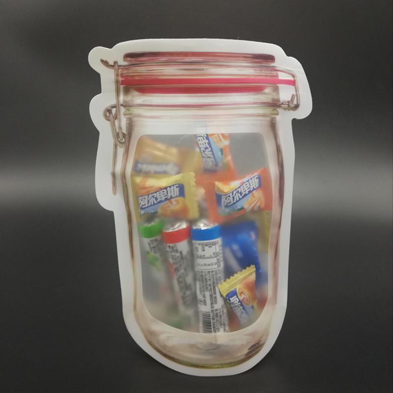 1074 Reusable Airtight Seal Plastic Food Storage Mason Jar Zipper (500ml) Wukusy