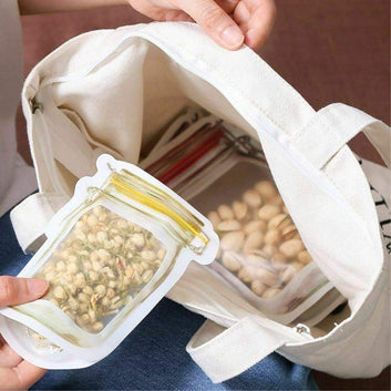 1073 Reusable Airtight Seal Plastic Food Storage Mason Jar Zipper (150ml) Wukusy
