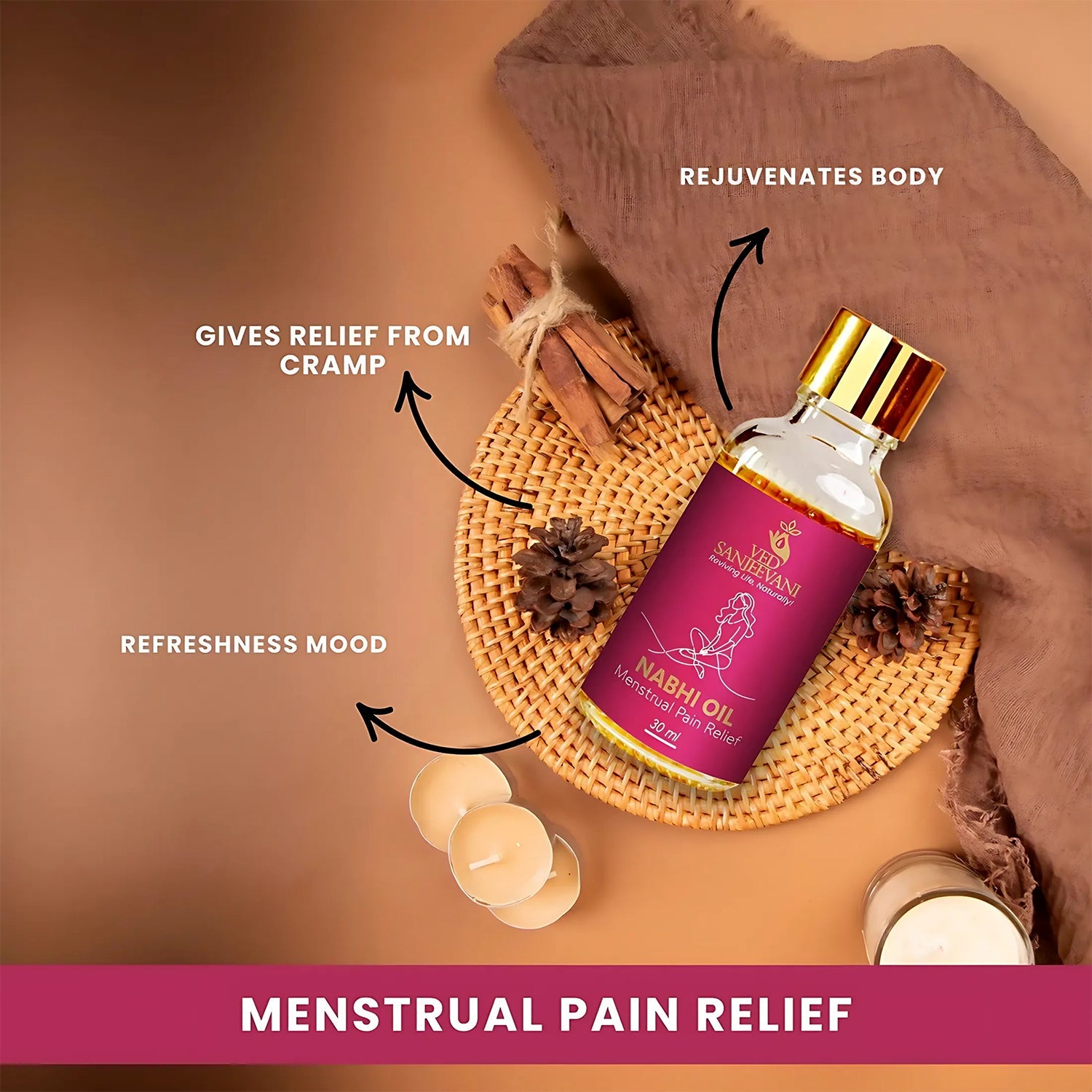 Ved Sanjeevani Nabhi Oil For Menstrual Pain Relief (30ml  1 Pc) Wukusy