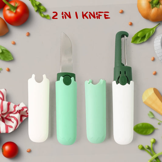 10052 Multifunctional Peeler Two In One Fruit Knife Fruit And Vegetable Cutting Knife+sawtooth Peeler Apple Carrot Potato Fruit Slice Antiskid Wukusy