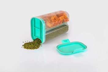 2146 Plastic 2 Sections Air Tight Transparent Food Grain Cereal Storage Container (2 Ltr) (With Box) Wukusy