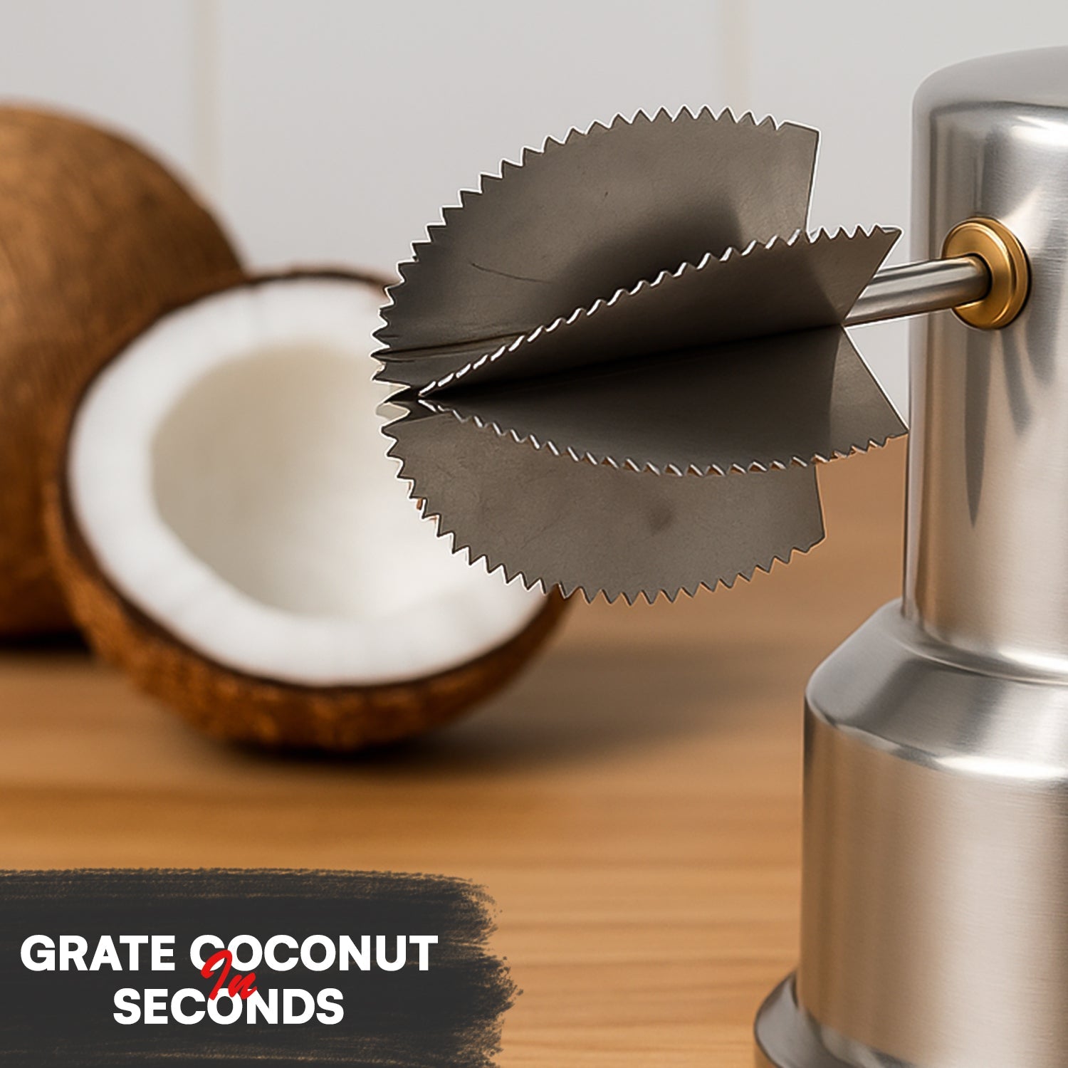 Supermom Stainless Steel Coconut Scraper With Vacuum Base (1 Pc) Wukusy