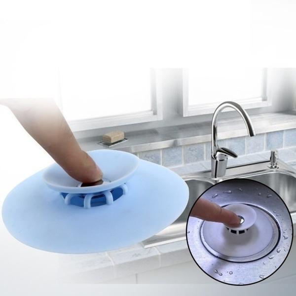 1163 Creative 2-in-1 Silicone Sewer Sink Sealer Cover Drainer (Multicolour) Wukusy
