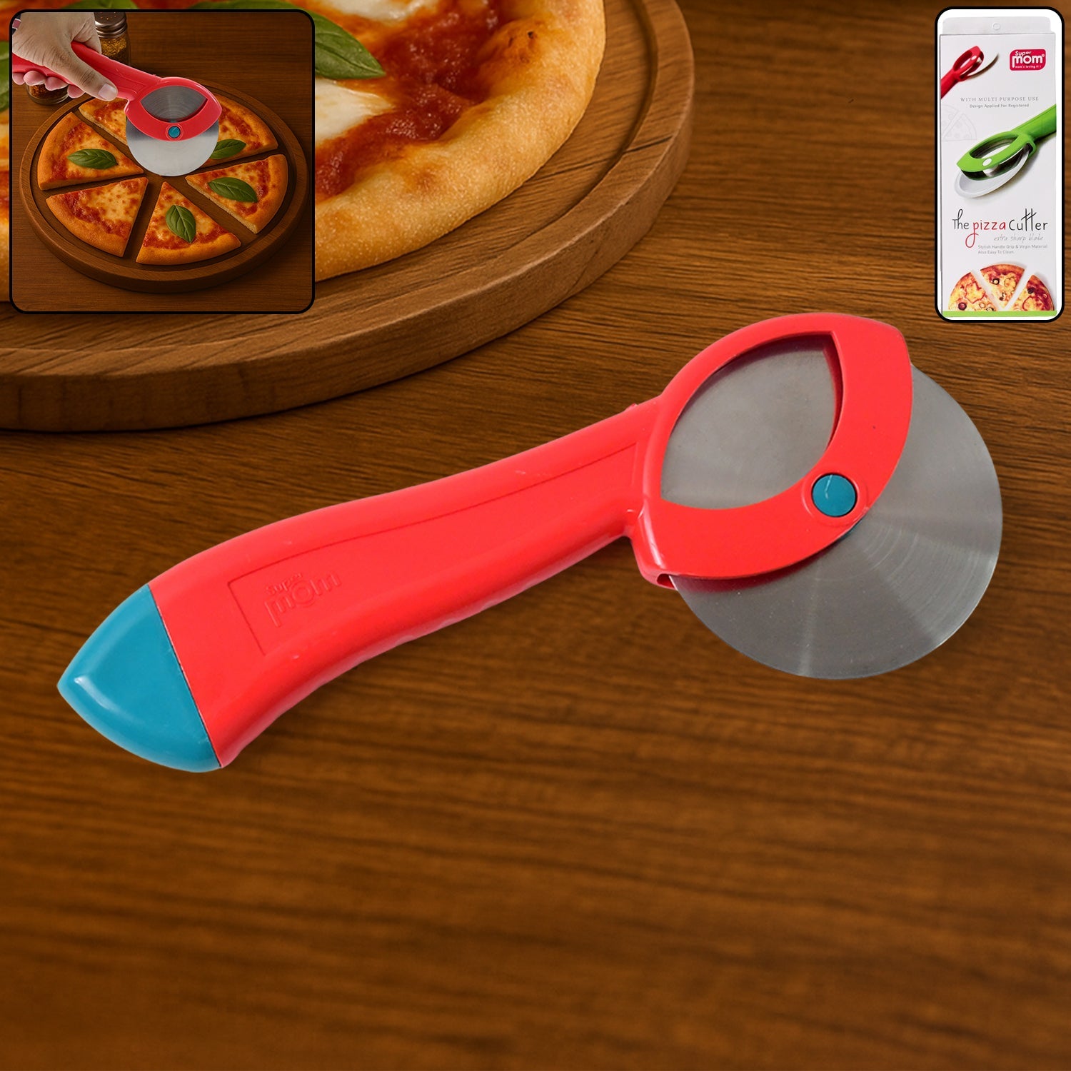 Suppermom Premium Stainless Steel Pizza Cutter With Ergonomic Handle (1 Pc) Wukusy