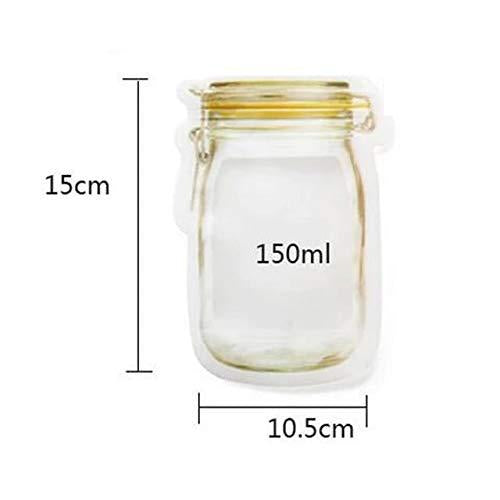 1073 Reusable Airtight Seal Plastic Food Storage Mason Jar Zipper (150ml) Wukusy
