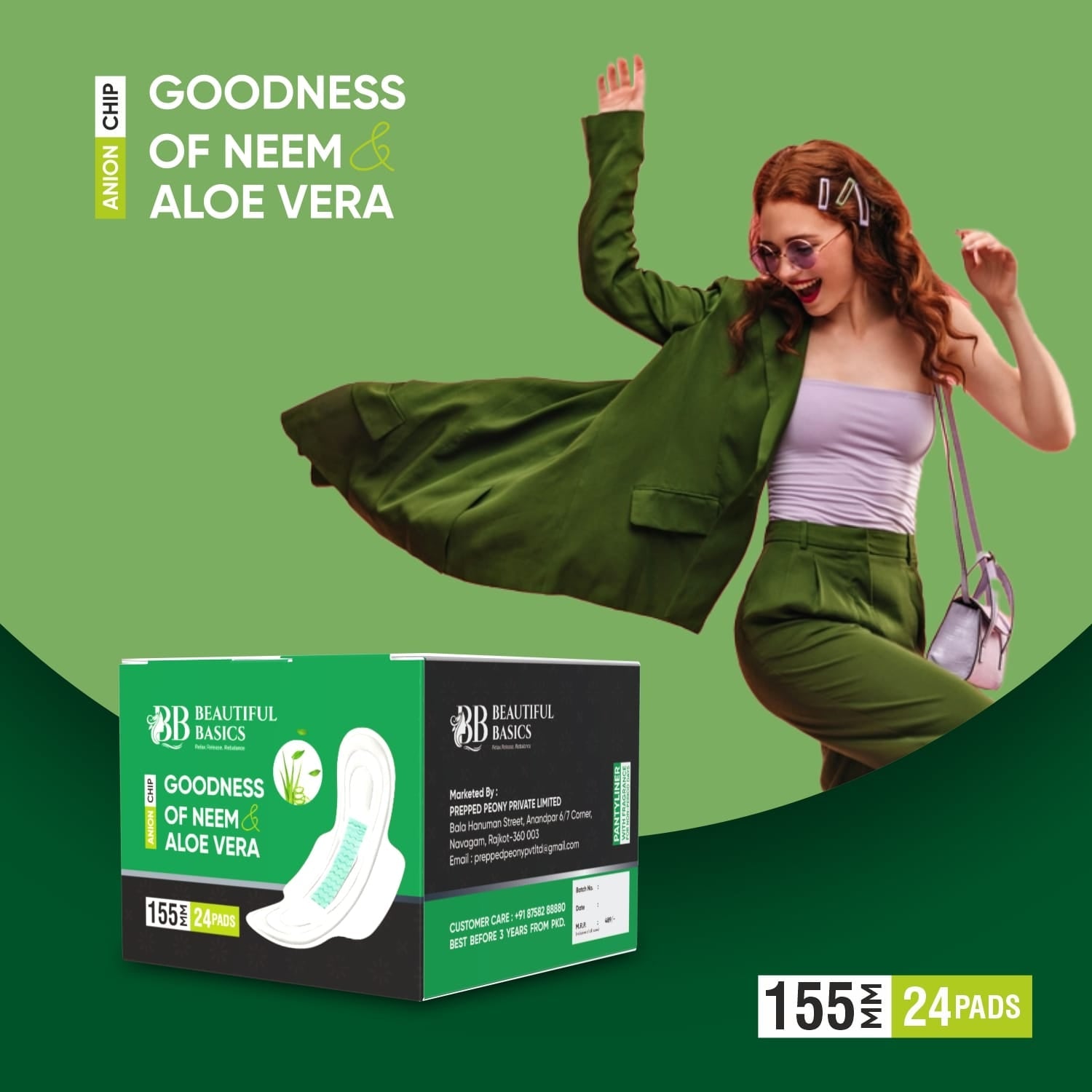 0984 Sanitary Pads For Women With Goodness Of Neem  Aloe Vera  Ultra Thin  Leakage Protection  Ph Balance  With Antibacterial Anion Chip  (155 Mm  24 Pads) Wukusy