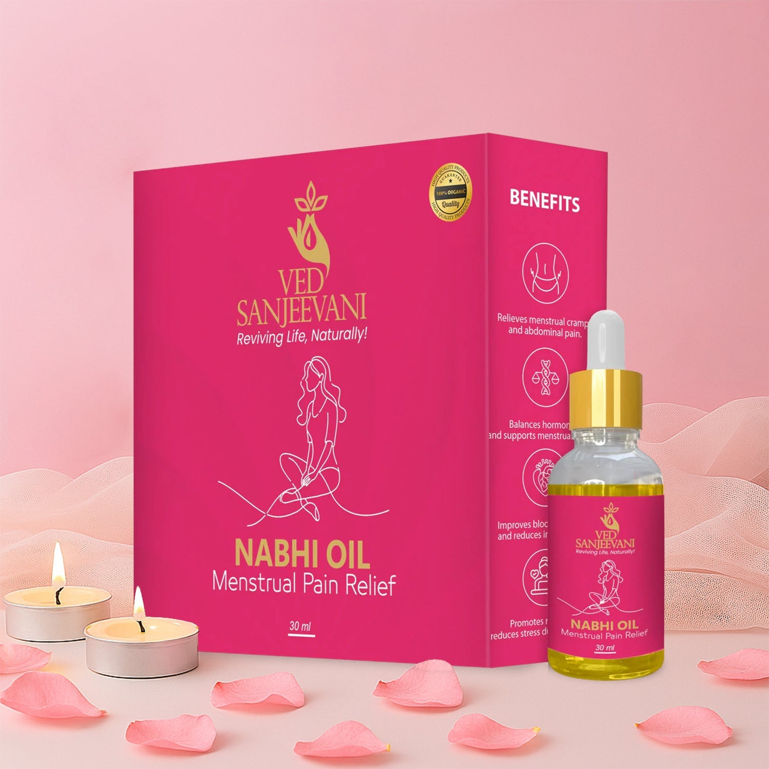 Ved Sanjeevani Nabhi Oil For Menstrual Pain Relief (30ml  1 Pc) Wukusy