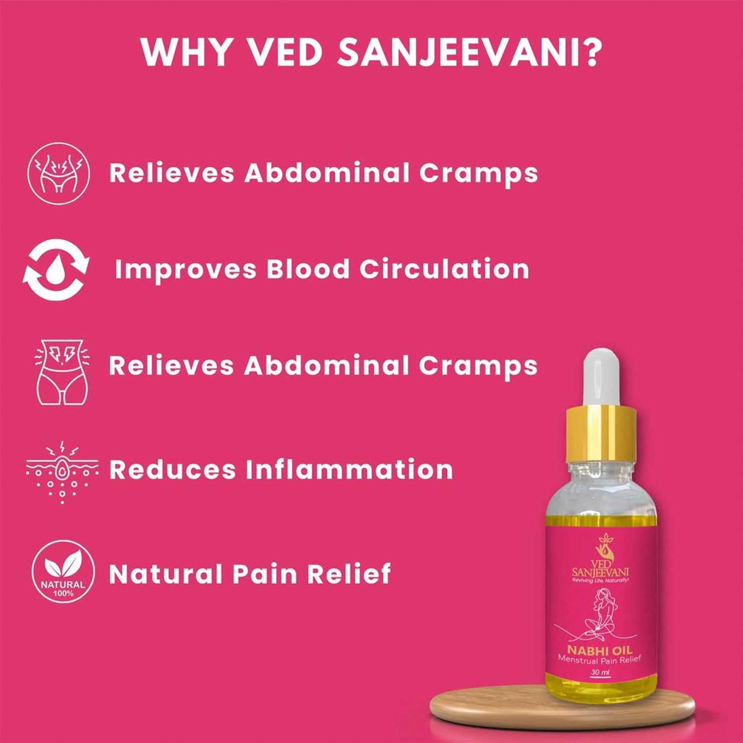 Ved Sanjeevani Nabhi Oil For Menstrual Pain Relief (30ml  1 Pc) Wukusy