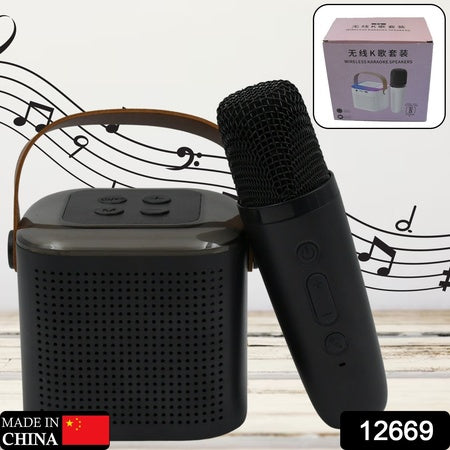 12669 Wireless Speaker Microphone Set Rgb Light Support Memory Card Portablekaraoke Machine Perfect  For Travel Tv Wukusy