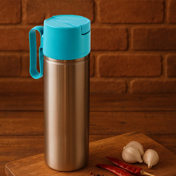 Stainless Steel Fresh Oil Pourer Bottle With Flip Lid And Handle Approx 1000ml (1 Pc) Wukusy