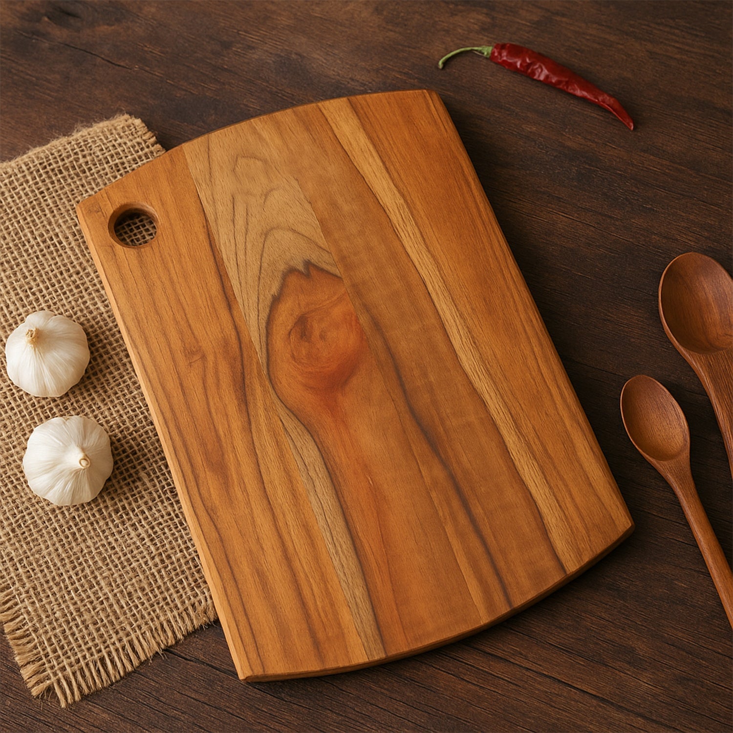 Supermom Premium Teak Wood Chopping Board For Kitchen (1 Pc) Wukusy