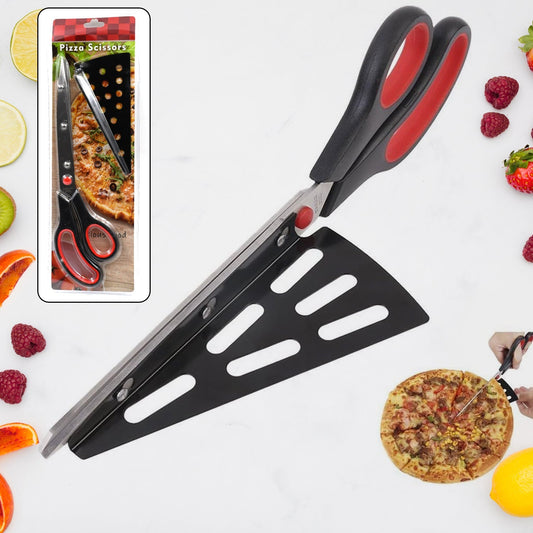 Stainless Steel Pizza Cutter Scissors Plastic Handle With Removable Spatula Wukusy