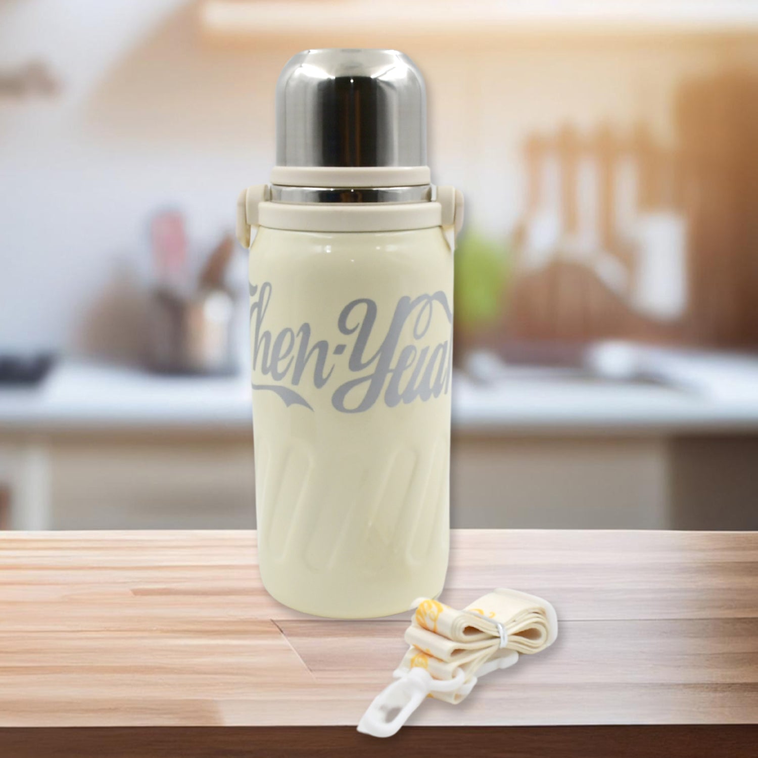 13040 Stainless Steel Vacuum Insulated Water Bottle  Leak Proof Flask For Tea Coffee  Reusable Water Bottle With Hanging Strap  Bottle For Hot  Cold Drinks Wide Mouth Water Flask (900 Ml) Wukusy