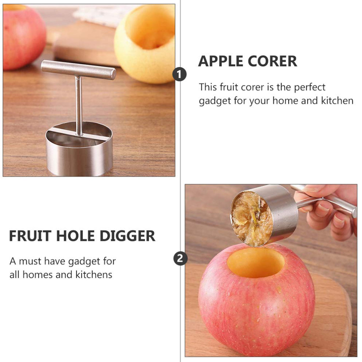 10016 Corer Pear Core Separator Vegetable Core Remover Seeder Cutter Pitter Fruit Hole Remover Coring Tool (1 Pc) Wukusy
