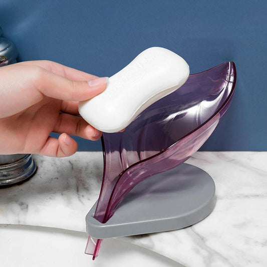 1081 Soap Tray Self Draining Leaf Soap Box Storage Soap Box Rack Leaf Laundry Soap Box With Suction Cup Suitable For Bathroom And Kitchen Plastic Tray Rack (1 Pc) Wukusy
