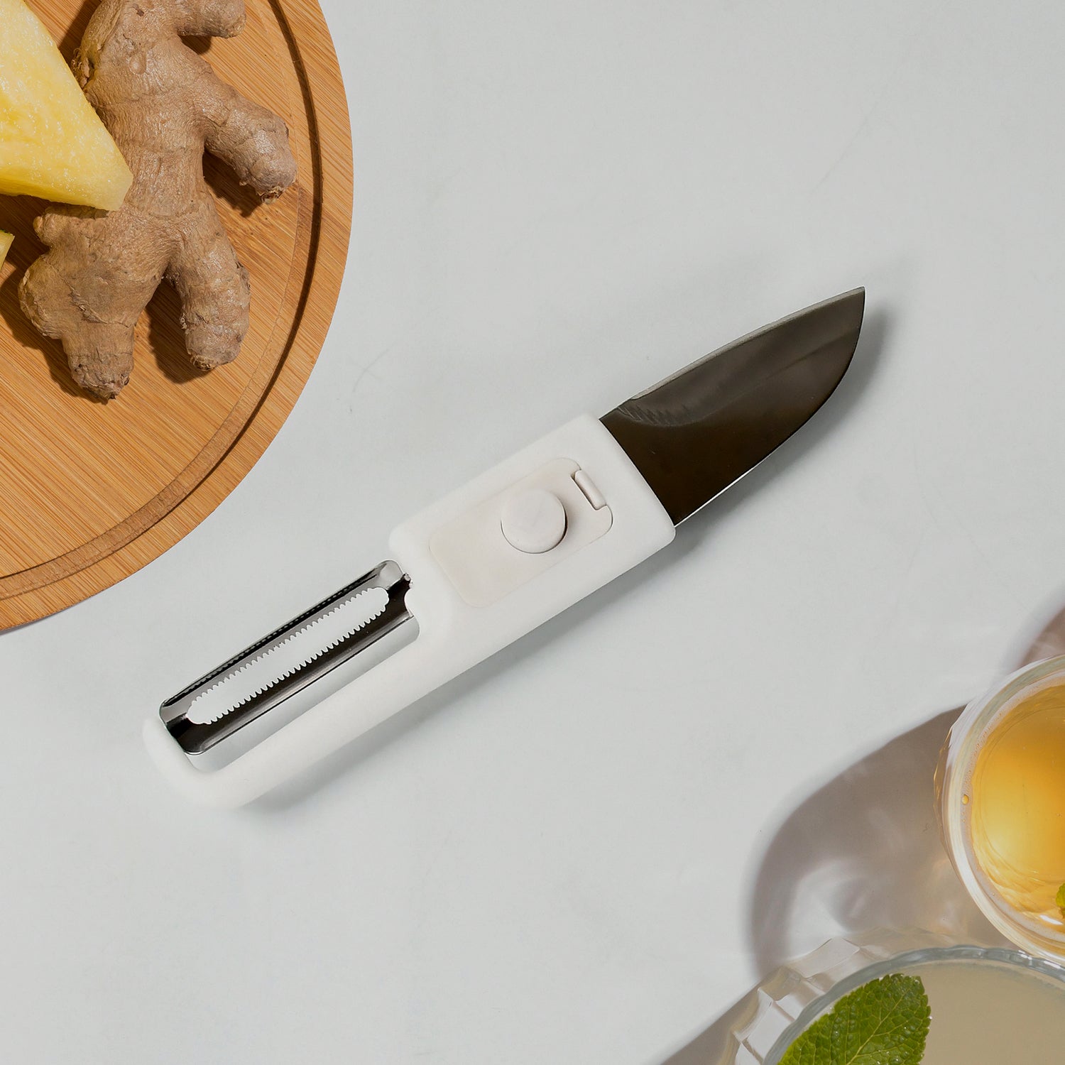 10052 Multifunctional Peeler Two In One Fruit Knife Fruit And Vegetable Cutting Knife+sawtooth Peeler Apple Carrot Potato Fruit Slice Antiskid Wukusy