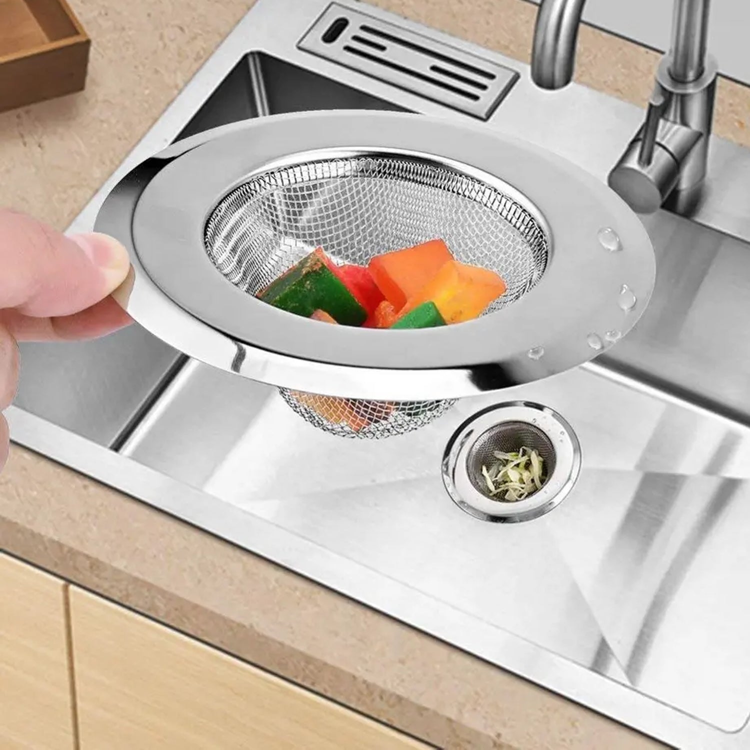 0701 Medium Size Stainless Steel Sink Strainer Kitchen Drain Basin Filter Stopper Drainer Wukusy