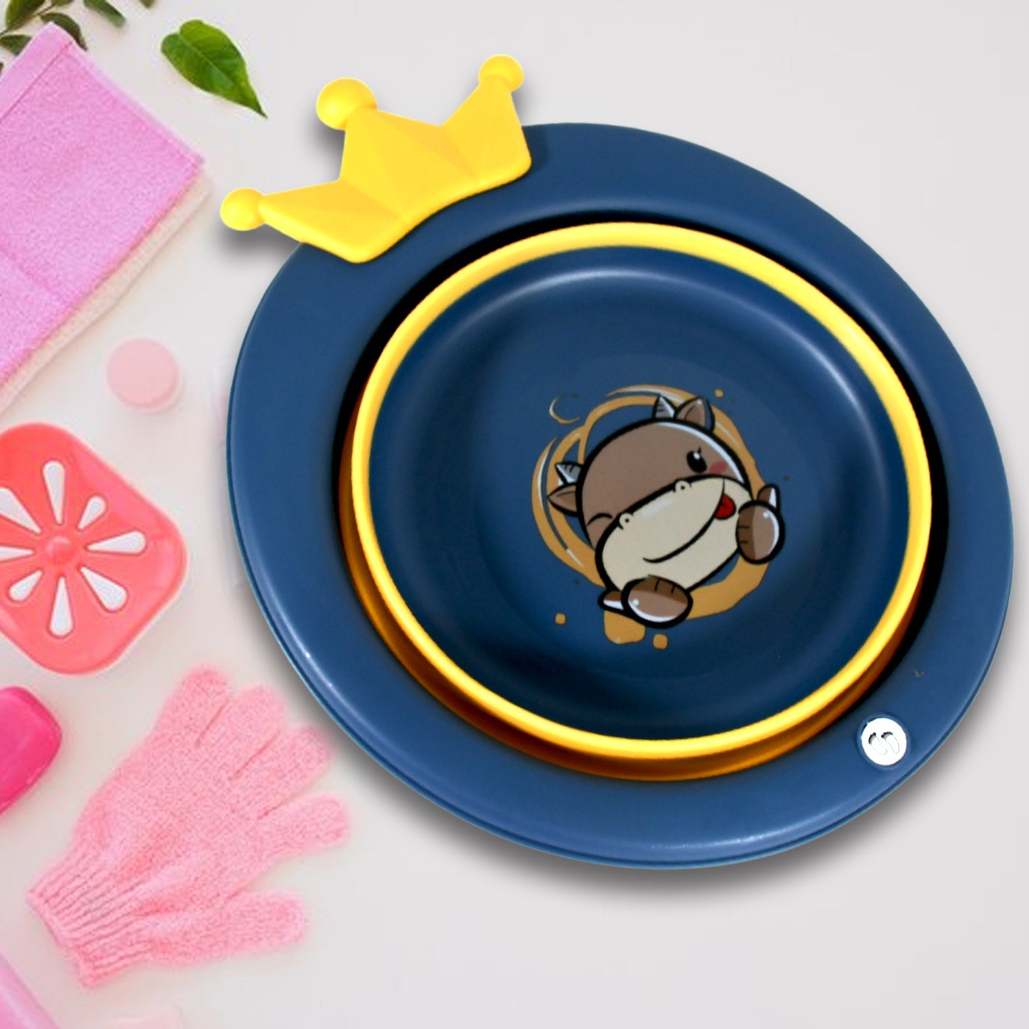 17514 Cartoon Shape Wash Basin Space Saving Multi Function Foldable Baby Wash Basin Easy Clean Lightweight Thicken For Washing Face For Home (33x31 Cm  1 Pc) Wukusy