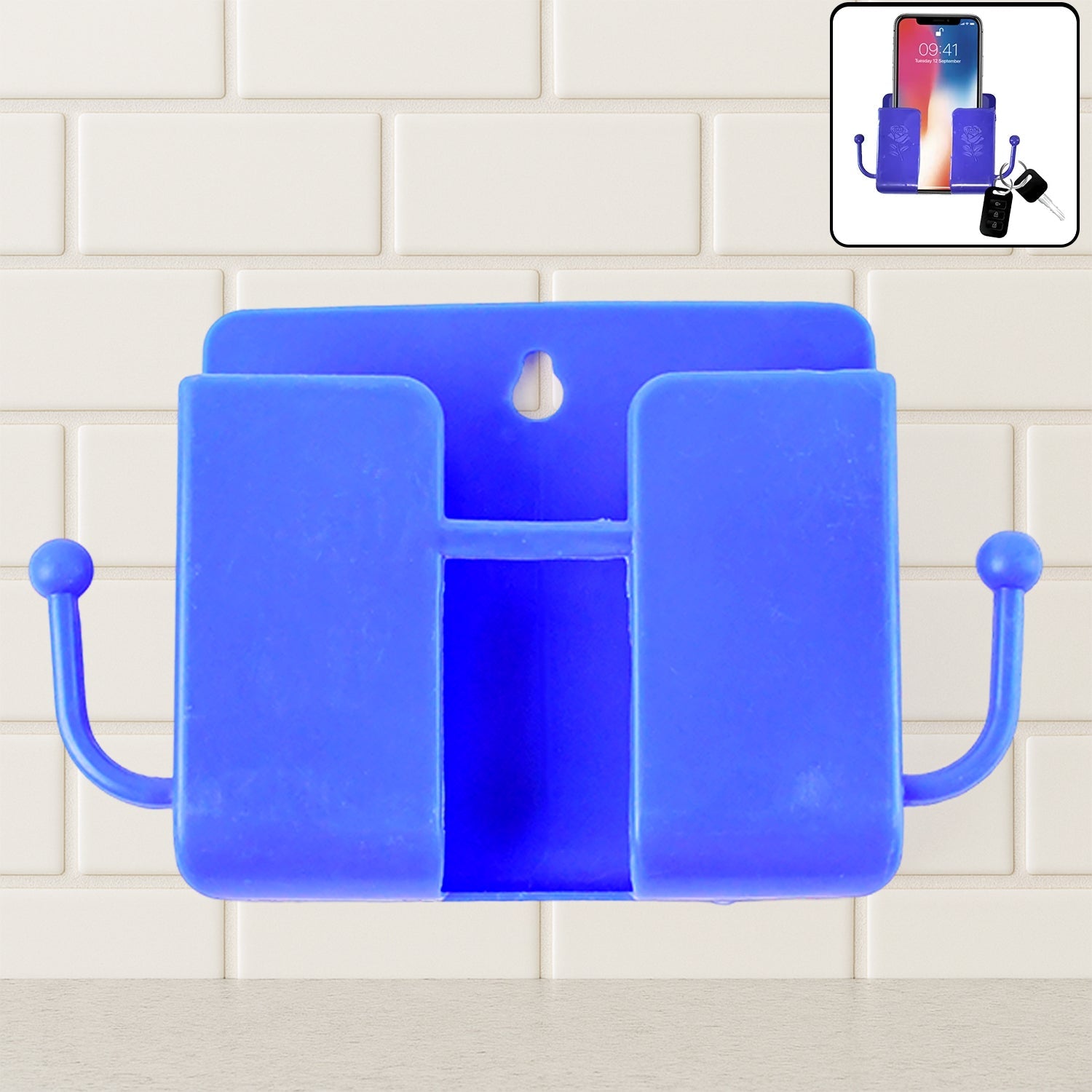 1 Pc Blue Wall Mount Mobile Stand With Hook Wukusy