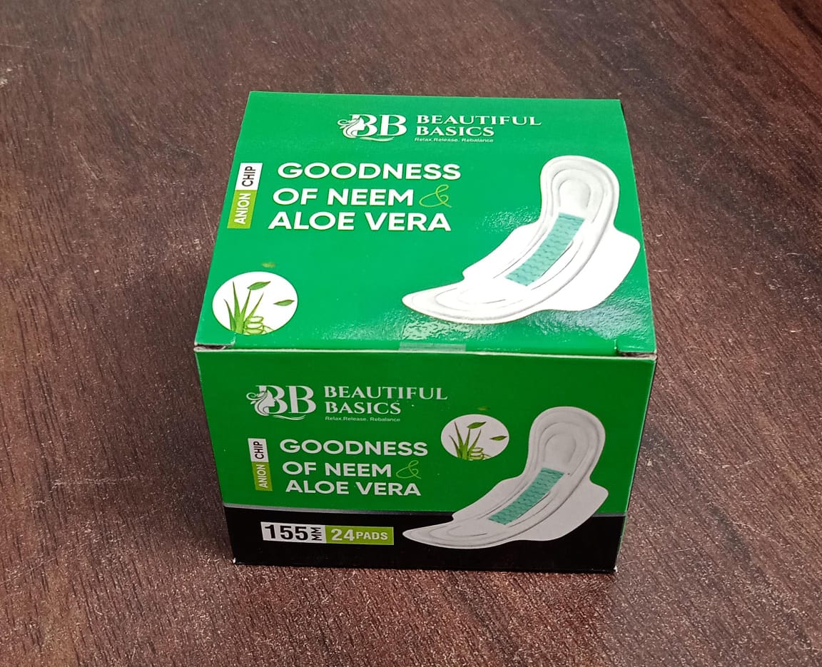 0984 Sanitary Pads For Women With Goodness Of Neem  Aloe Vera  Ultra Thin  Leakage Protection  Ph Balance  With Antibacterial Anion Chip  (155 Mm  24 Pads) Wukusy