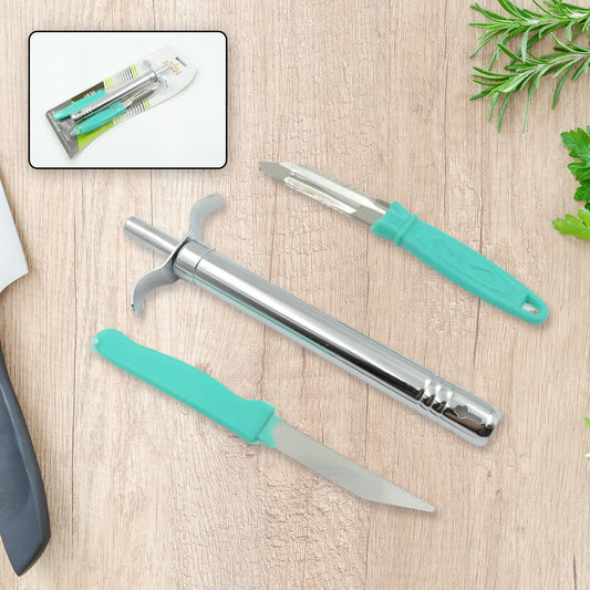2159 3 In 1 Kitchen Combo - Kitchen Lighter Stainless Steel Knife And Peeler Wukusy