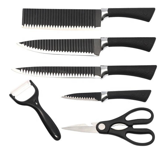 2285 Stainless Steel Knife Set With Chef Peeler And Scissor (6 Pieces) Wukusy