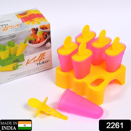 2261 Kulfi Maker Moulds Set Plastic Homemade Kulfi Mould 6pcs Set For Freezer Use Wukusy