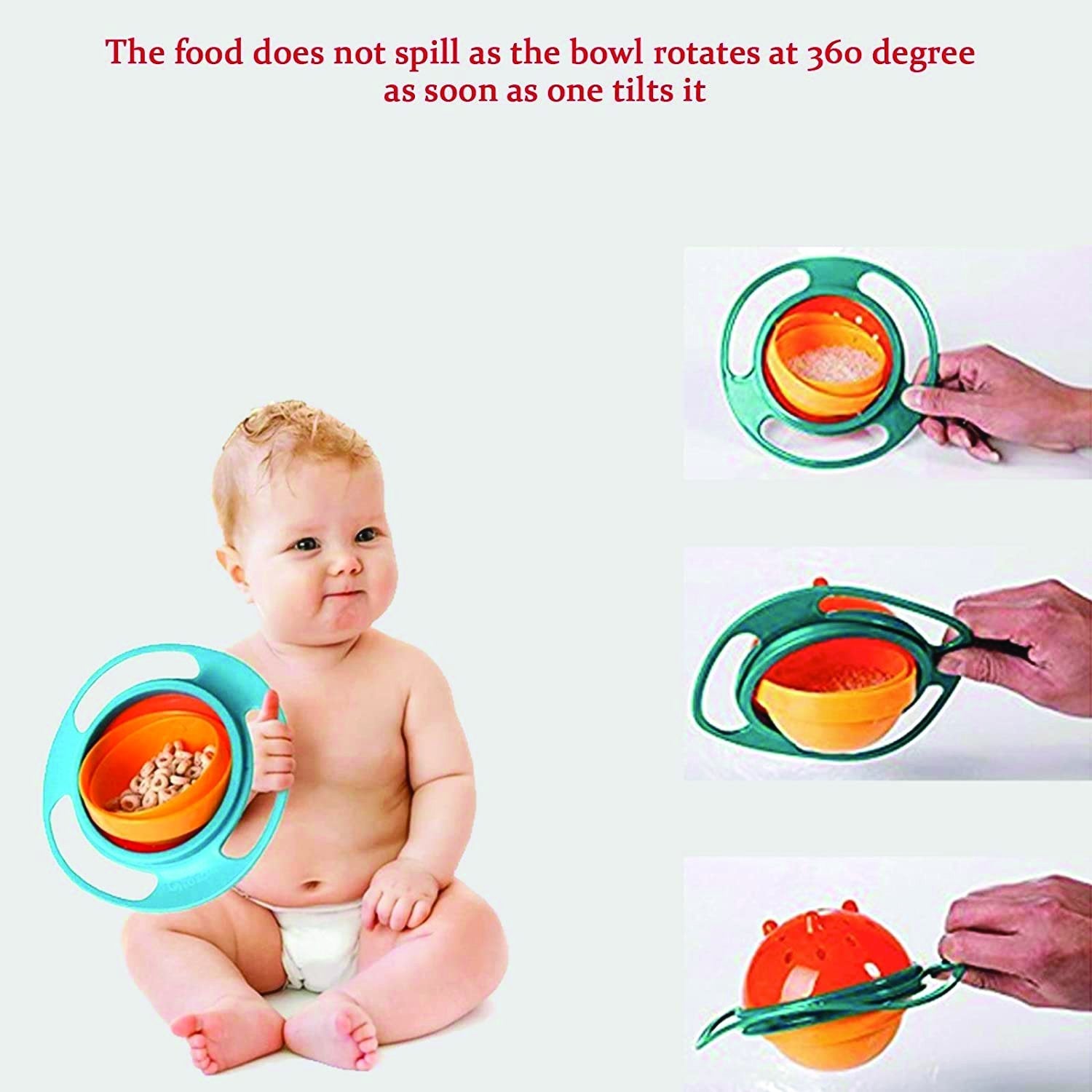 0617 Portable Non Spill Feeding Toddler Gyro Bowl 360 Degree Rotating Dish Wukusy