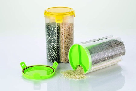 0618 3 In 1 Transparent Air Tight Storage Dispenser Container Wukusy
