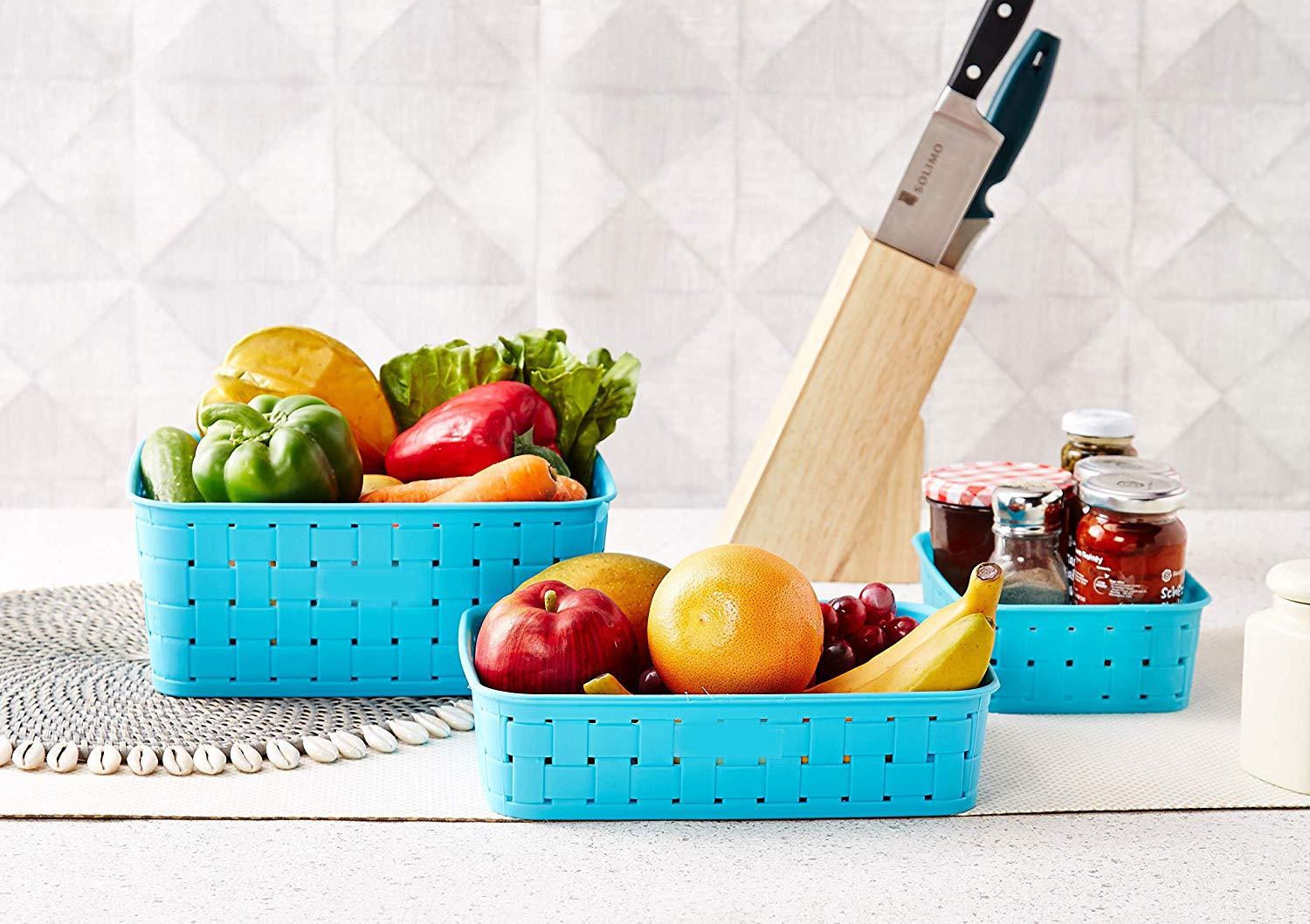 062 Smart Baskets For Storage(Set Of 3) Sky Blue Wukusy