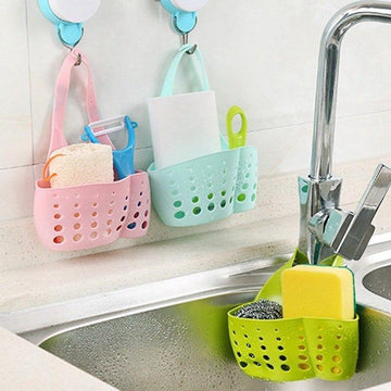 762 Adjustable Kitchen Bathroom Water Drainage Plastic Basketbag With Faucet Sink Caddy Wukusy