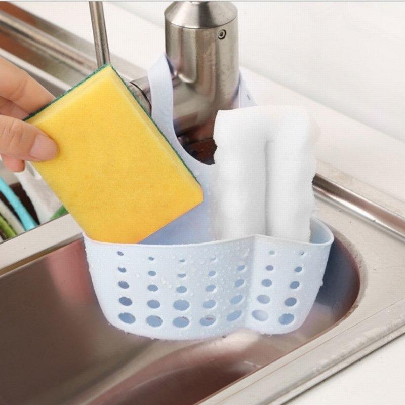 762 Adjustable Kitchen Bathroom Water Drainage Plastic Basketbag With Faucet Sink Caddy Wukusy