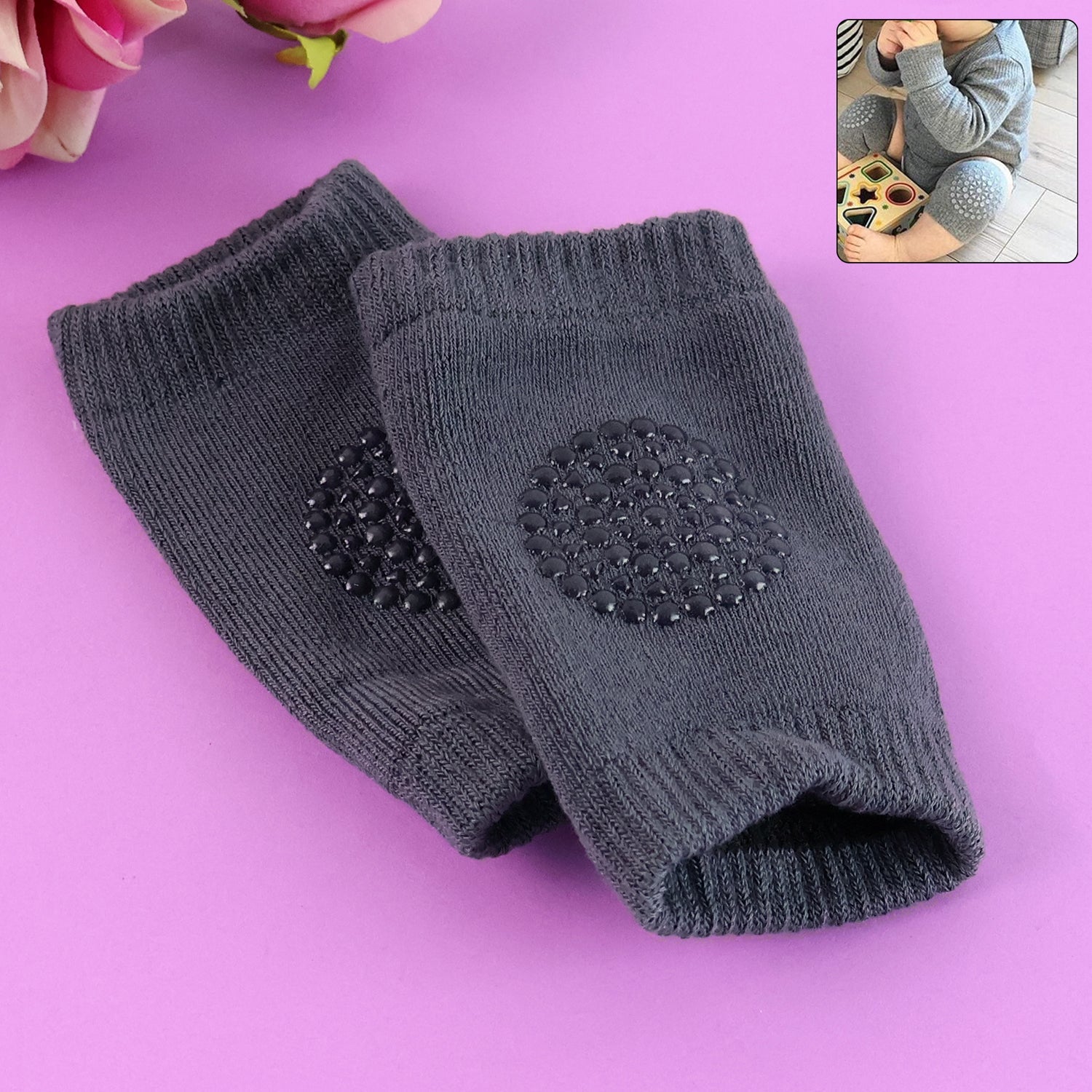 Dark Grey Toddler Wool Knit Leg Warmer (Knee Guard) Wukusy