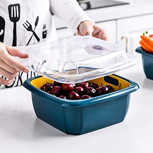 2355 Double Layer Food Drainer Washing Basket With Collapsible Strainers Colander Wukusy