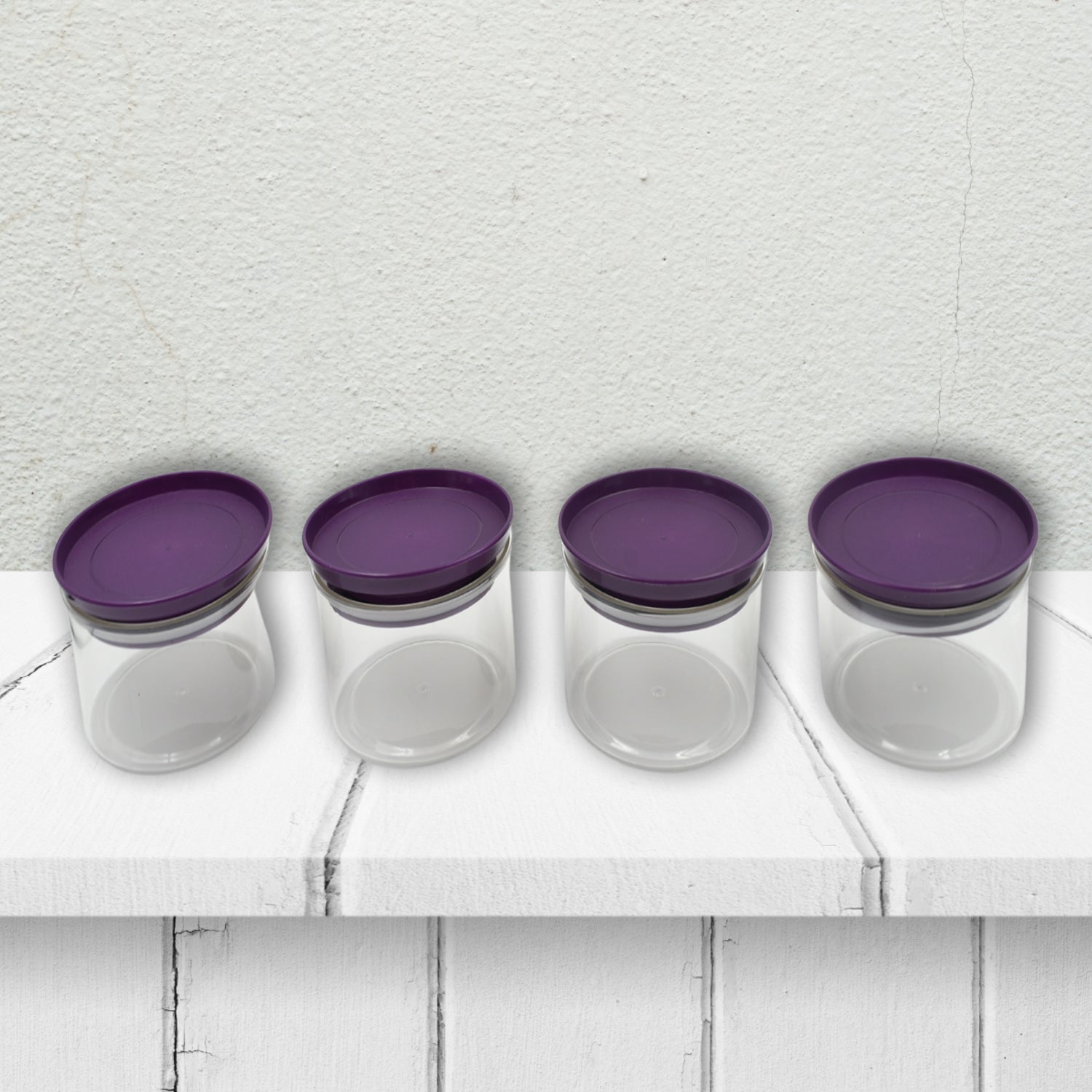 5550 Airtight Plastic 4 Pc Storage Container Set With Tray Dry Fruit Plastic Storage Container Tray Set With Lid  Serving Tray For Kitchen Wukusy