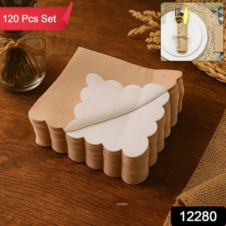 Disposable Scalloped Edge Tissue Napkins Set (120 Pc) Wukusy