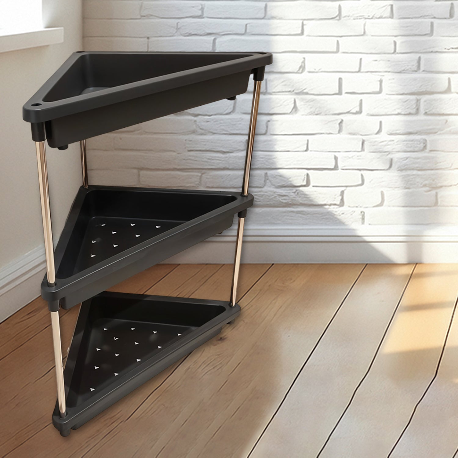 3-layer Multipurpose Plastic Corner Storage Rack Wukusy