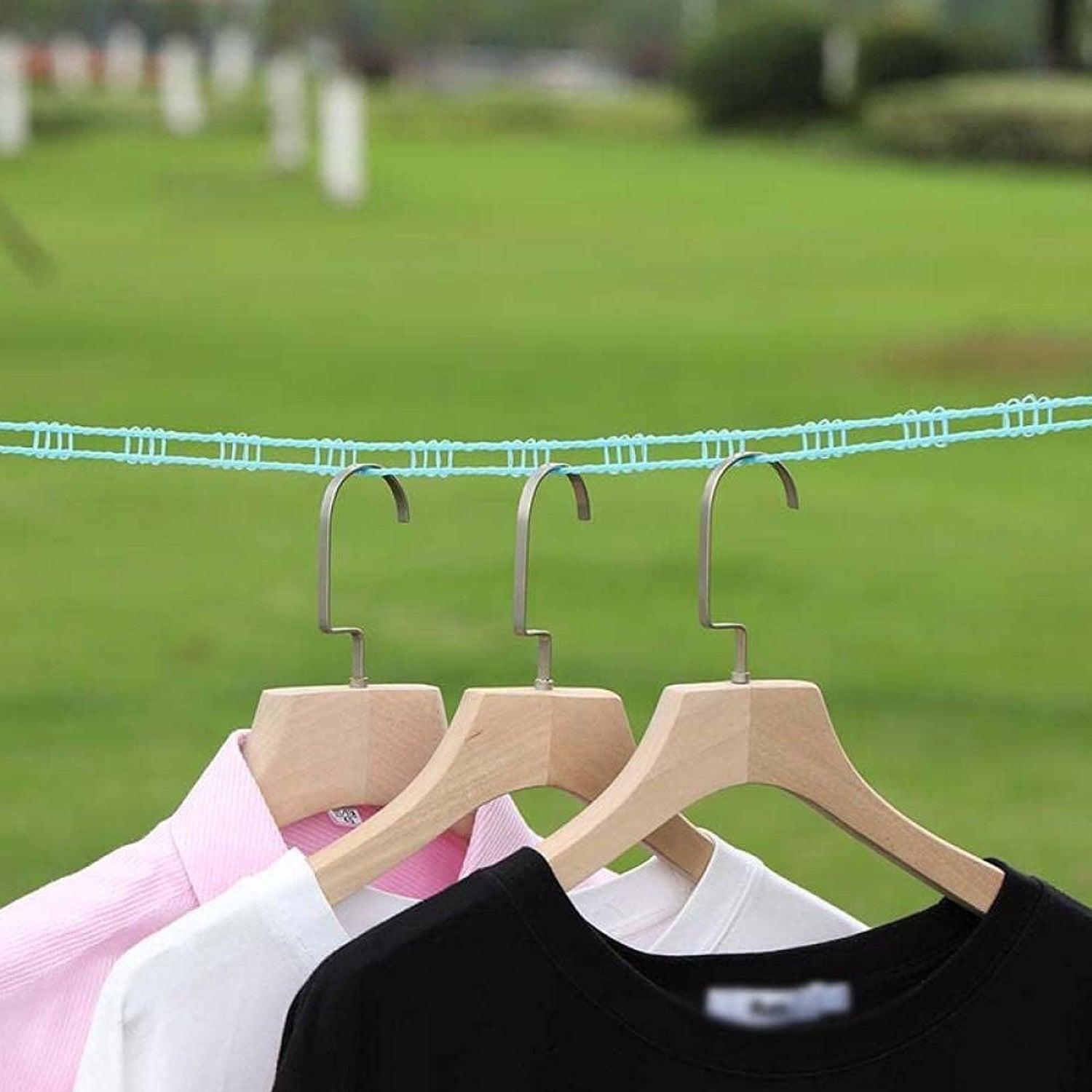8861 3 Meters Windprood Anti-slip Clothes Washing Line Drying Nylon Rope With Hooks Durable Camping Clothesline Portable Clothes Drying Line Indoor Outdoor Laundry Storage For Travel Home Use (3 Mtr.) Wukusy